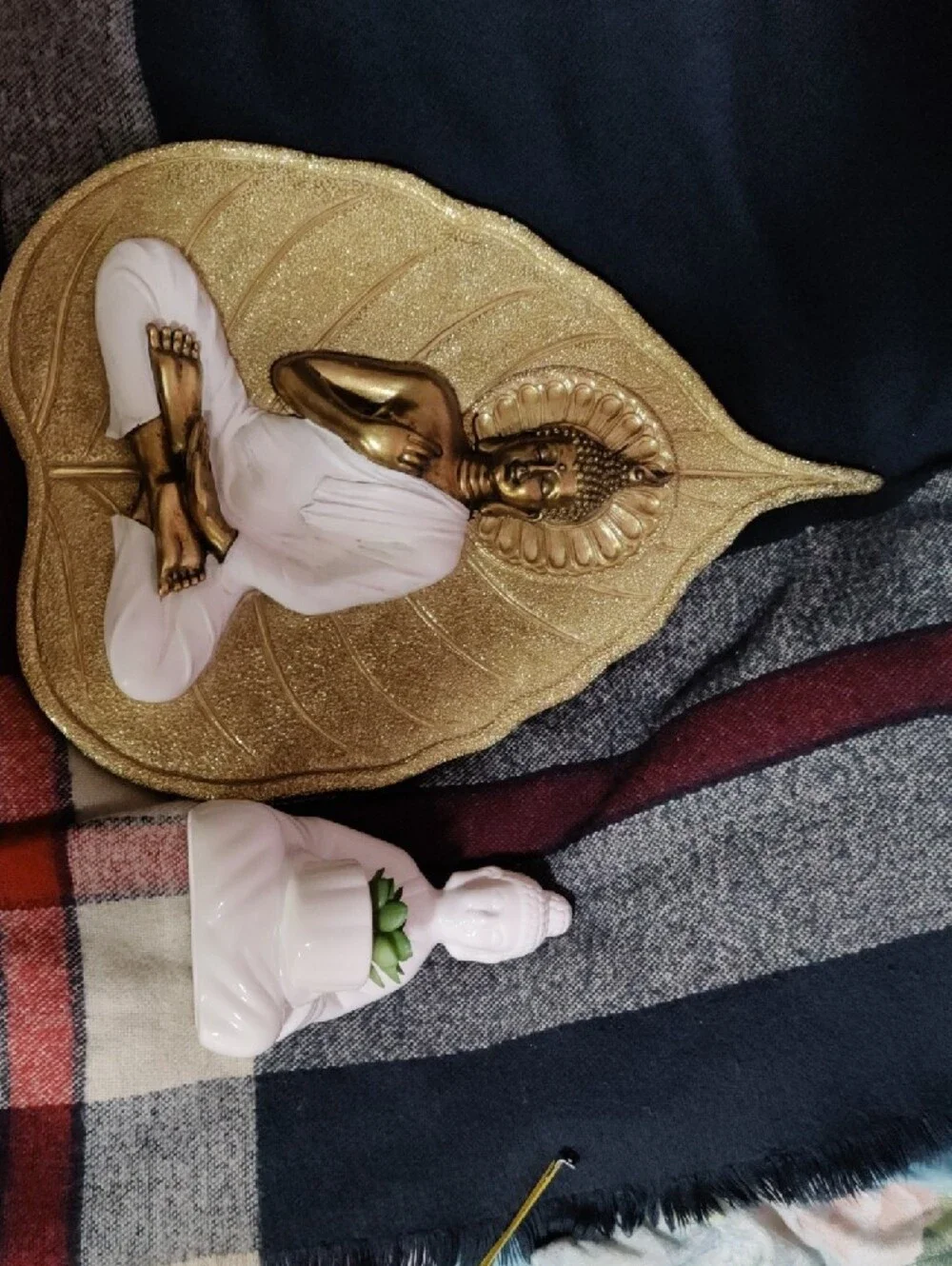Meditating Buddha Home Accent - Gold and White